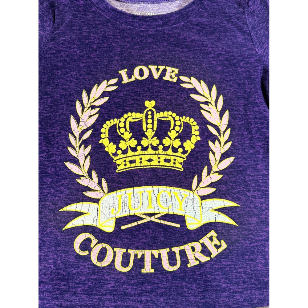 Juicy Couture Girls Purple Space Dye Crown Graphic Long Sleeve Pajama Top 6/6X - Picture 2 of 4